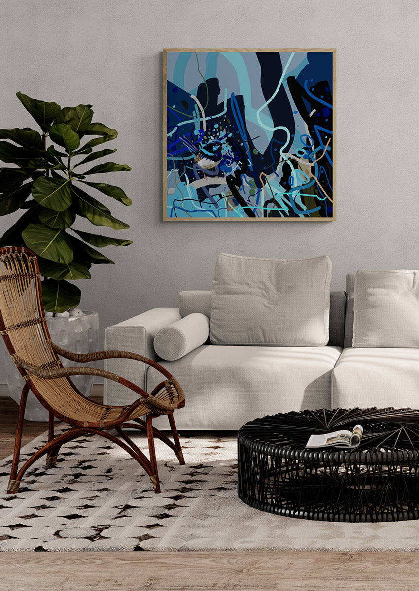 Canvas 'Little blue fairy wren'