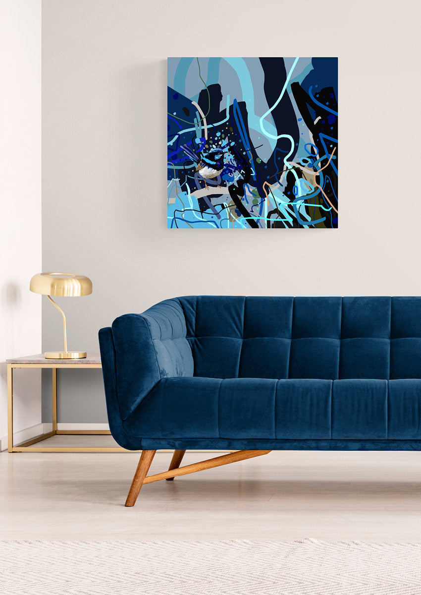 Canvas 'Little blue fairy wren'