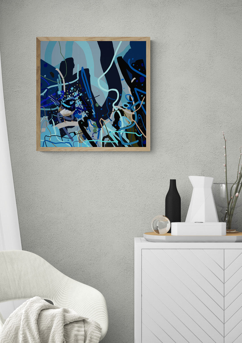 Canvas 'Little blue fairy wren'