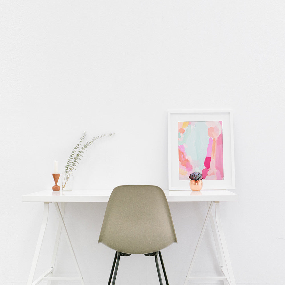 Shannon O'Neill Contemporary Australian artist - modern pastel abstract - A3 framed art print - Dahlia 2