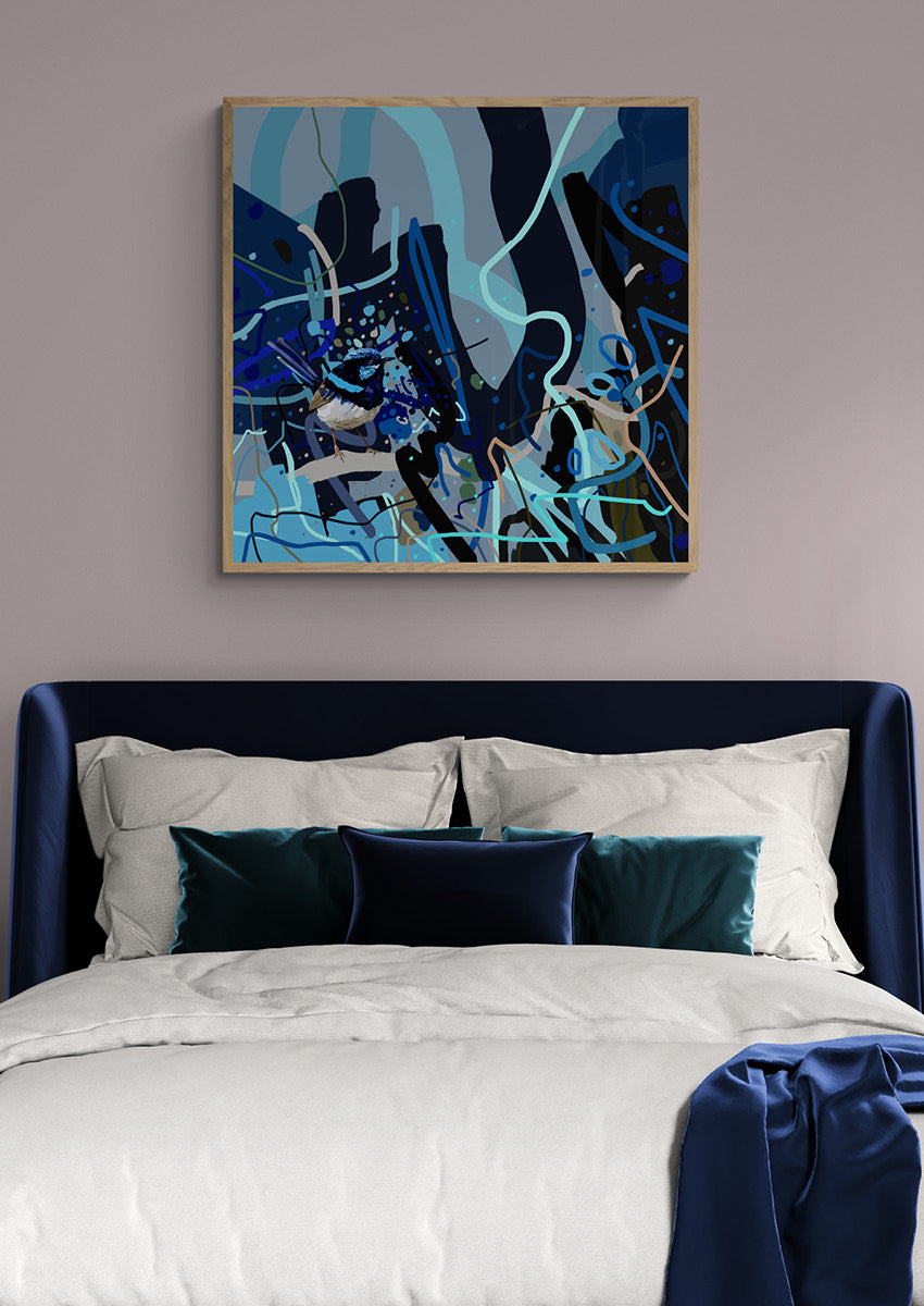 Canvas 'Little blue fairy wren'