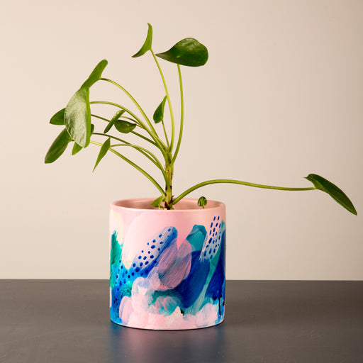 Hand painted ceramic vase + pot large