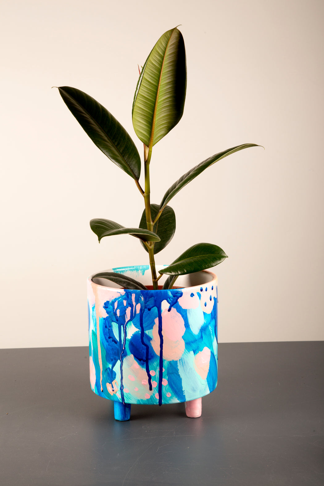 Hand painted ceramic vase + pot xlarge legs